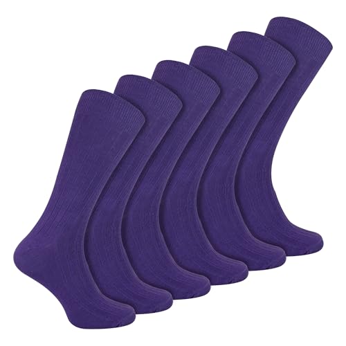 Sock Snob 6er Pack Herren Socken Gerippt Baumwolle Atmungsaktiv Socken mit Komfortbund (39-45, Lila) von Sock Snob