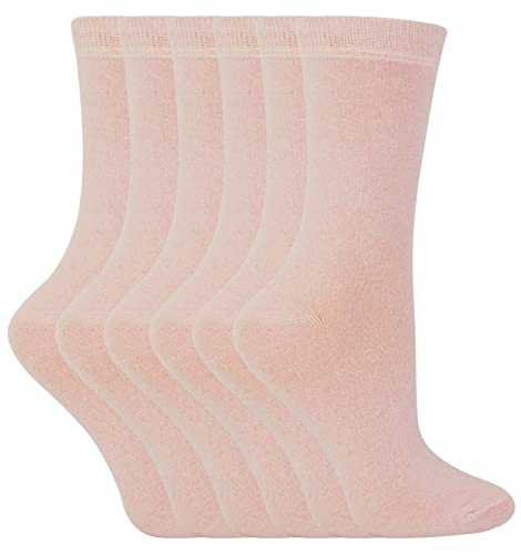Sock Snob - 6er Pack Kinder Jungen Mädchen Bunt Uni Einfarbig Atmungsaktiv Baumwolle Socken (Hell-Pink, 9-12 UK) von Sock Snob