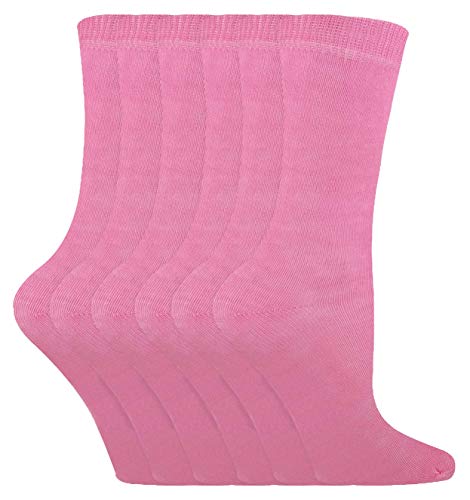 Sock Snob - 6er Pack Kinder Jungen Mädchen Bunt Uni Einfarbig Atmungsaktiv Baumwolle Socken (Rosa, 12-3 UK) von Sock Snob