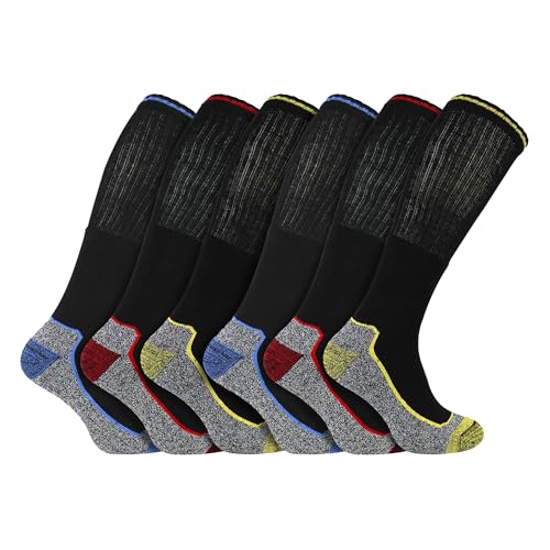 Sock Snob Arbeitssocken Lang Bambus Atmungsaktiv Gepolstert Kniestrümpfe mit Verstärkte Ferse und Zehen (39-45, 6er-Pack) von Sock Snob