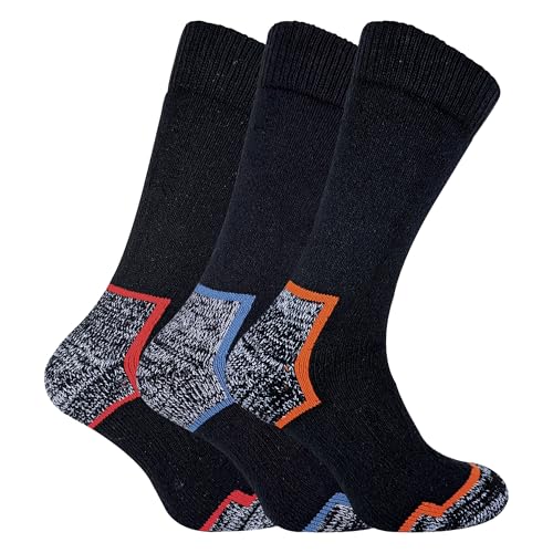 sock snob - 3er Pack Herren Robust Arbeitssocken mit Verstärkt Dämpfung für Arbeitsschuhe (39-45 EU, Schwarz) von Sock Snob