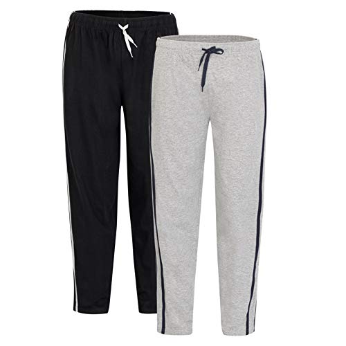 Sock Stack Herren 2er Pack Lounge Pants Pyjama Hose Baumwolle Streifen mit Gummizug Taille Super Soft Comfy Bottoms Nachtwäsche Gemütlich und Stilvoll Nachtwäsche und Loungewear PJs, schwarz / grau, M von Sock Stack