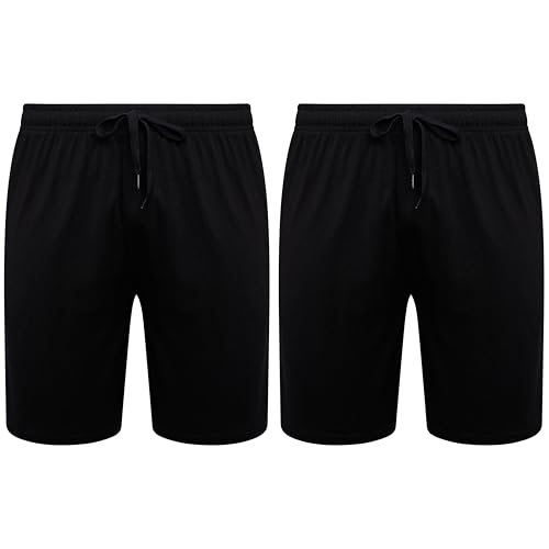 Sock Stack Herren-Lounge-Shorts, Pyjamahose, Jersey-Pyjama-Shorts für Herren, 100 % Bio-Baumwolle, 2 Stück, schwarz / schwarz, M von Sock Stack