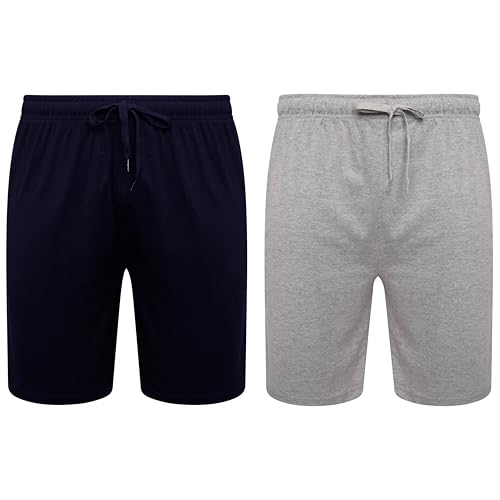 Sock Stack Herren-Lounge-Shorts, Pyjamahose, Jersey-Pyjamahose für Herren, 100 % Bio-Baumwolle, 2 Stück, Marineblau/Grau, XXL Sock Stack Herren-Lounge-Shorts, Pyjamahose, Jersey-Pyjamahose für Herren, 100 % Bio-Baumwolle, 2 Stück, Marineblau/Grau, XXL von Sock Stack