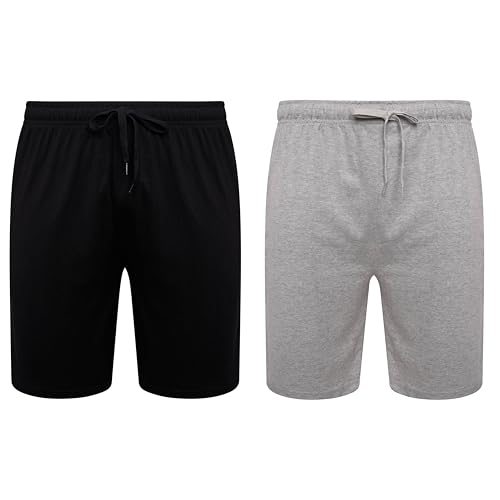 Sock Stack Herren-Lounge-Shorts, Pyjamahose, Jersey-Pyjamahose für Herren, 100 % Bio-Baumwolle, 2 Stück, schwarz / grau, XXL Sock Stack Herren-Lounge-Shorts, Pyjamahose, Jersey-Pyjamahose für Herren, 100 % Bio-Baumwolle, 2 Stück, schwarz / grau, XXL von Sock Stack