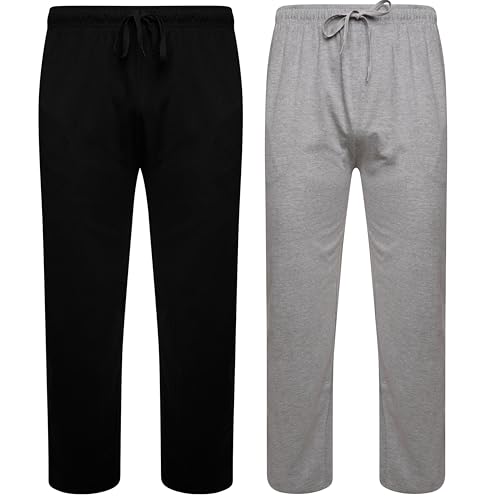 Sock Stack Herren-Pyjamahose, Pyjamahose, Jersey, Pyjamahose für Herren, 100 % Baumwolle, 2 Stück, schwarz / grau, L von Sock Stack