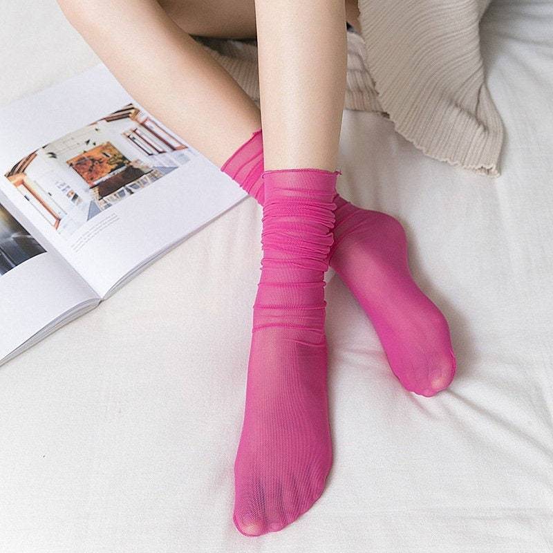 Neverminder Slouch Schiere Crew Sock | Fuchsie von SockSeason