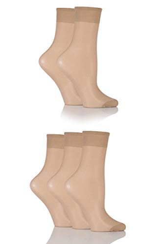 SockShop Damen 5 Paar 15 Denier Ankle Highs Nackt 37-42 von SockShop