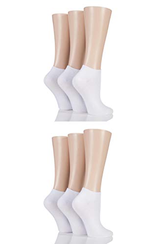SockShop Damen Bambus Sportsocken mit glatten Zehennähten Packung mit 6 Weiß 37-41 von SockShop