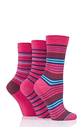 SockShop Damen Bambussocken mit Komfortbündchen Packung mit 3 Granat Rose 36-41 von SockShop