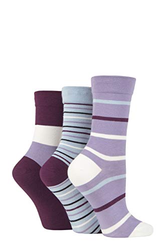 SockShop Damen Bambussocken mit Komfortbündchen Packung mit 3 Kentucky Blau Streifen 37-42 von SockShop