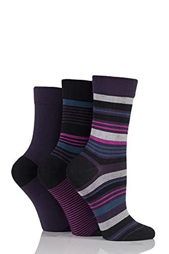 SockShop Damen Bambussocken mit Komfortbündchen Packung mit 3 Lila Raven/Grau 39-45 von SockShop