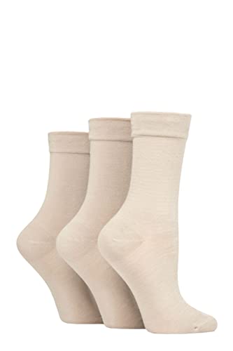 SockShop Damen Bambussocken mit Komfortbündchen Packung mit 3 Natürlich 37-42 von SockShop