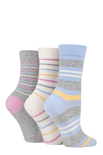 SockShop Damen Bambussocken mit Komfortbündchen Packung mit 3 Pastellstreifen 37-42 von SockShop