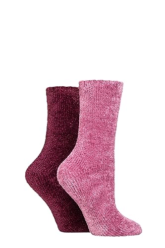 SockShop Damen Chenille Stiefelsocken Packung 2 (37-42, Rauchiges Rosa) von SockShop