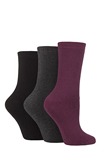 SockShop Damen Gepolstert Bambus Stiefelsocken Packung 3 Rote Beete/Holzkohle/Schwarz 37-42 von SockShop