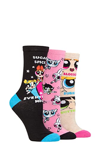 SockShop Damen Powerpuff Girls Baumwolle Socken Packung 3 Assorted 37-42 von SockShop