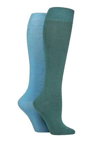 SockShop Damen Schlicht und gemustert Bambus Kniestrümpfe Packung 2 Sturm 36-41 von SockShop