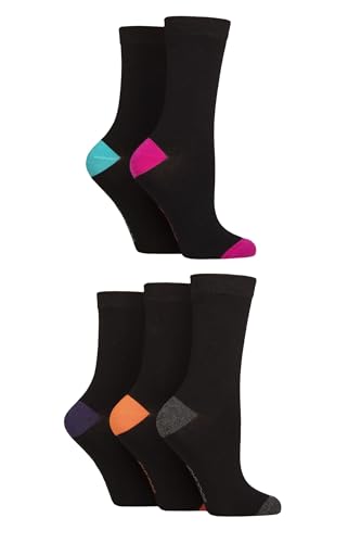 SockShop Damen Weich Bambussocken - Damen, Atmungsaktiv, Kühlung, Unifarben, gemustert und gestreift im 5 Paar Multipack Größe 37-42 Kontrast Schwarz Hell von SockShop