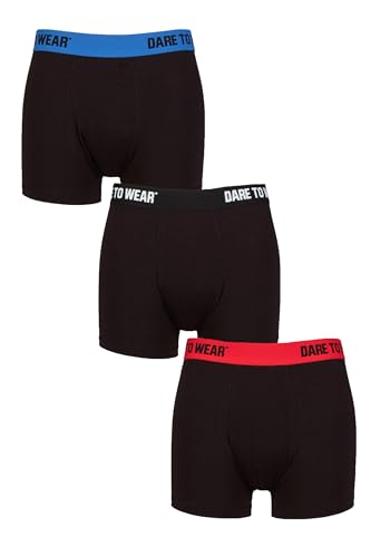SockShop Dare to Wear Trunks - Herren Einfarbig & gestreift Bambusstämme, Keine Fliege & Atmungsaktiv im 3er-Multipack, Größen S,M,L,XL Schlichtes Schwarz/Rot/Blau L von SockShop