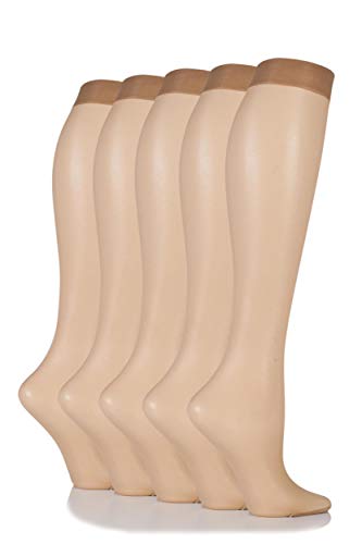 SockShop Frauen 5 Paar 15 Denier Strümpfe kniehoch Nackt 37-42 von SockShop