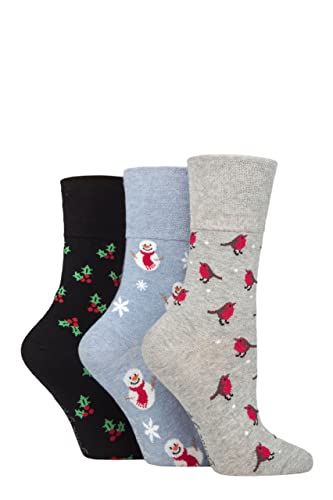 SockShop Gentle Grip Damen Baumwolle Weihnachten Socken Packung 3 Noel 37-42 von SockShop