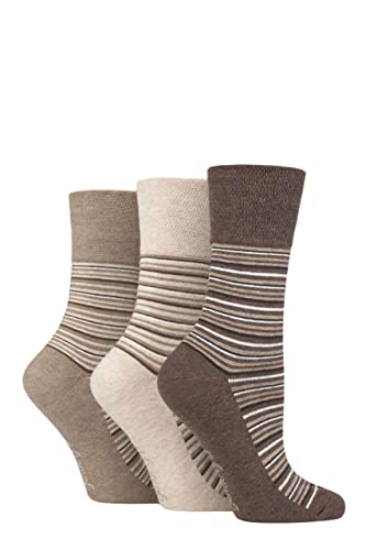 SockShop Gentle Grip Damen Bluemen Gemusterte und gestreifte Baumwolle Socken Multipack 3 37-42 Abwechslungsreicher Streifen Braun/Neutral SockShop Gentle Grip Damen Bluemen Gemusterte und gestreifte Baumwolle Socken Multipack 3 37-42 Abwechslungsreicher Streifen Braun/Neutral von SockShop