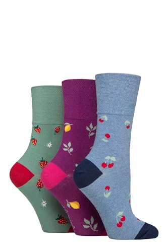 SockShop Gentle Grip Damen Fun Feet Socken Packung 3 Früchte 37-42 von SockShop