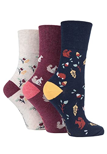 SockShop Gentle Grip Damen Fun Feet Socken Packung 3 Herbstblätter 37-42 von SockShop