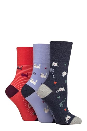 SockShop Gentle Grip Damen Fun Feet Socken Packung 3 Ich bin ein Katzenmensch 37-42 von SockShop
