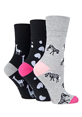 SockShop Gentle Grip Damen Fun Feet Socken Packung 3 Zebra-Leben 37-42 von SockShop