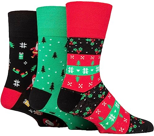 SockShop Gentle Grip Herren Baumwolle Weihnachtssocken Packung 3 Ho, Ho, Ho! 39-45 von SockShop