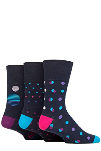 SockShop Gentle Grip Herren Colourburst Socken aus Baumwolle Packung 3 Neonpunkte 39-45 von SockShop