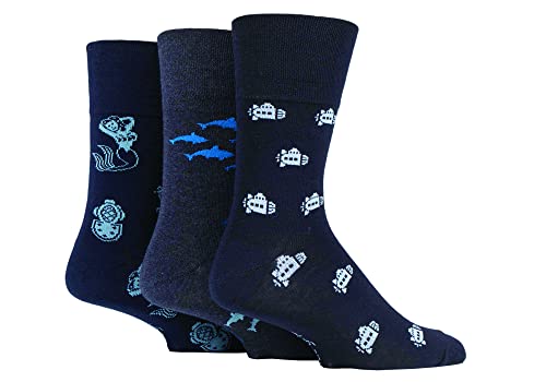 SockShop Gentle Grip Herren Fun Feet Socken Packung 3 Tiefsee 39-45 von SockShop