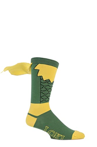 SockShop Herren 1 Paar Marvel Loki Baumwolle Socken mit Umhang - Grün 40-45 von SockShop