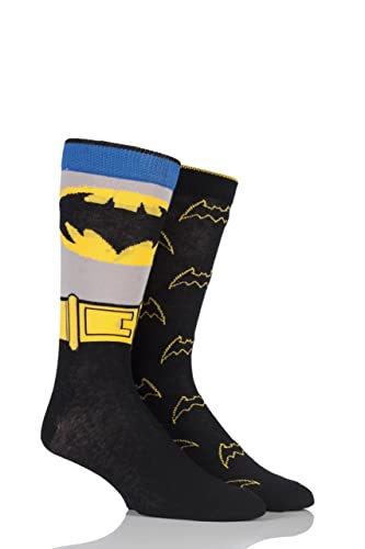 SOCKSHOP Herren 2 Paar DC Comics Mix Batman Socken Sortiert 40-45 von SOCKSHOP
