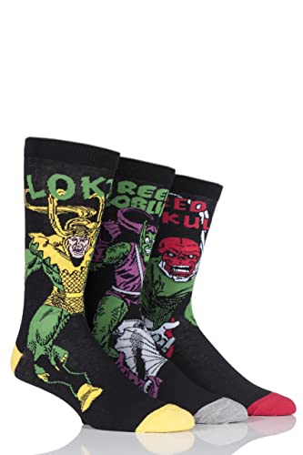 SockShop Herren 3 Paar Marvel Bösewichte Magneto, Doctor Doom, Green Goblin und Loki Baumwolle Socken - Sortiert 40-45 von SockShop