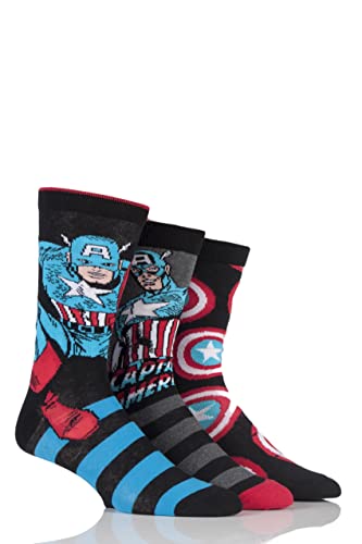 SockShop Herren 3 Paar Marvel Captain America Baumwolle-Socken 46-48 von SockShop