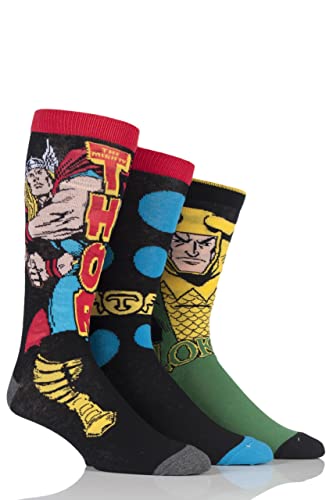 SockShop Herren 3 Paar Marvel Thor und Loki Baumwolle Socken 40-45 von SockShop