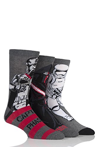 SOCKSHOP Herren 3 Paar Star Wars Neue Villains Kylo Ren, Kapitän Phasma und Stormtrooper Socken sortiert 40-45 von SOCKSHOP