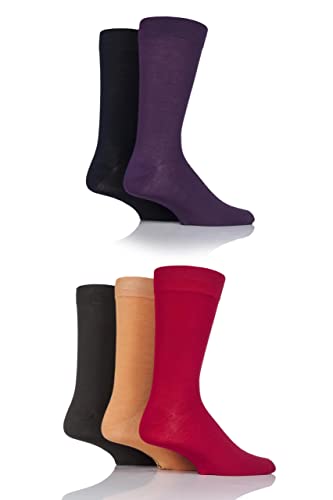 SockShop Herren Gemusterte Hell Bunt Natürliche Bambussocken Verschiedene Designs für den Alltag Größe 7-11 Multipack von 5 Modefarben 40-45 von SockShop