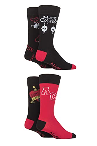 SockShop Herren Alice Cooper Exklusiv Geschenkbox Rockmusik and Schwermetall Baumwollsocken Packung mit 4 Schwarz 39-45 von SockShop