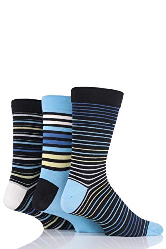 SockShop Herren Comfort Cuff Bambus Gestreifte und Einfarbige Socken Packung Mit 3 (Kühl Neon, 39-45) von SockShop