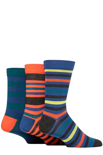 SockShop Herren Comfort Cuff Bambus Gestreifte und Einfarbige Socken Packung Mit 3 Mandarin 46-48 von SockShop