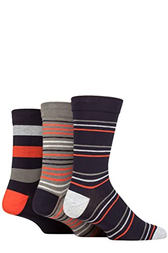 SockShop Herren Comfort Cuff Bambus Gestreifte und Einfarbige Socken Packung Mit 3 Marine/Moos 46-48 von SockShop