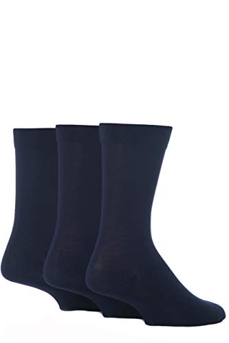SockShop Herren Comfort Cuff Bambus Gestreifte und Einfarbige Socken Packung Mit 3 Marine 39-45 von SockShop