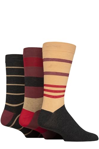 SockShop Herren Comfort Cuff Bambus Gestreifte und Einfarbige Socken Packung Mit 3 Sesam 39-45 von SockShop