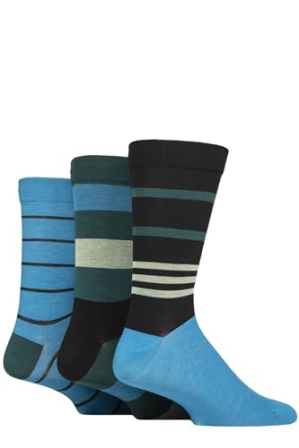 SockShop Herren Comfort Cuff Bambus Gestreifte und Einfarbige Socken Packung Mit 3 Sturm 39-45 von SockShop