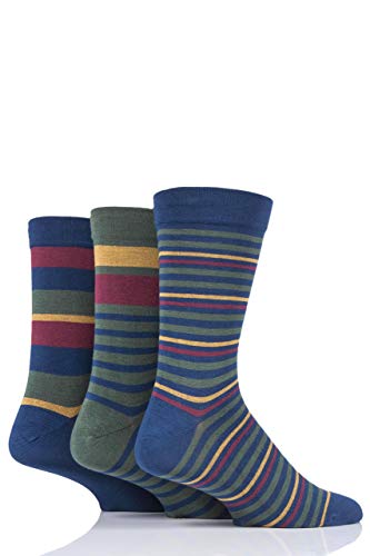 SockShop Herren Comfort Cuff Bambus Gestreifte und Einfarbige Socken Packung Mit 3 Zeder 39-45 von SockShop