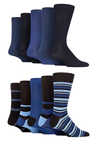 SockShop Herren Einfach, Gestreift und gemustert Bambus Socken Packung 10 Blaus Einfach/Mitternacht 40-45 von SockShop